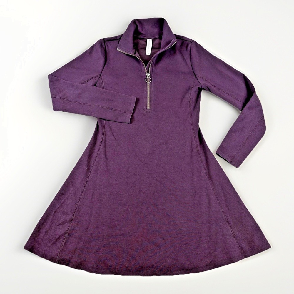 Athleta Quarter Zip Dress Womens XS Purple Long Sleeve A-Line Athletic